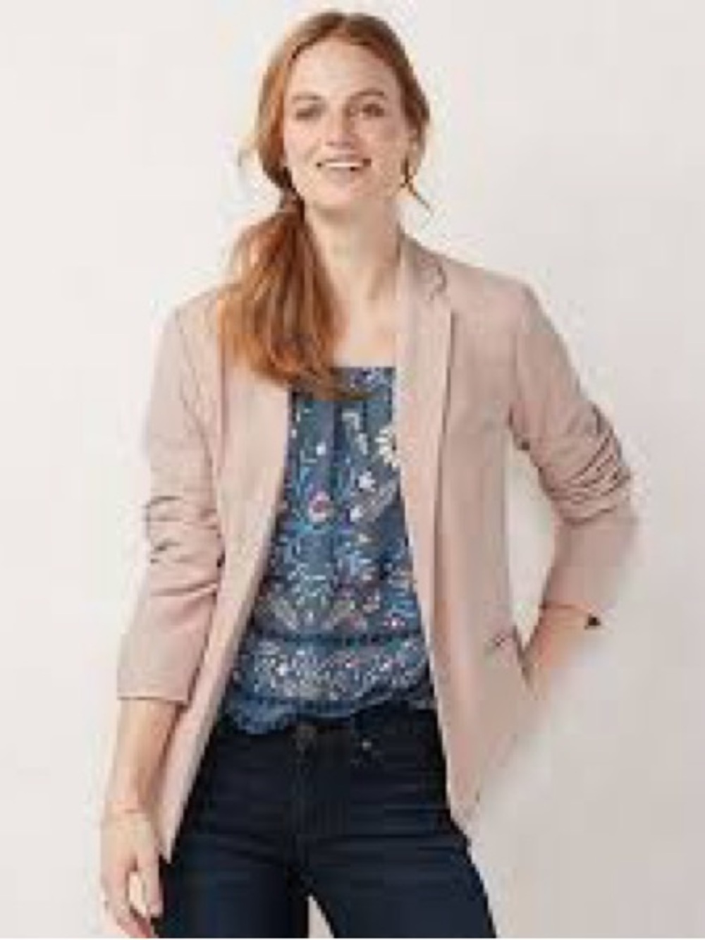 Lauren Conrad Women’s Blush Pink Open-Front Blazer Jacket